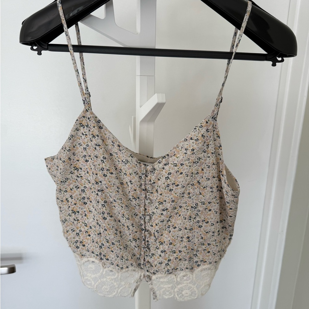 Charlotte Ronson Floral Cami with Lace Hem
